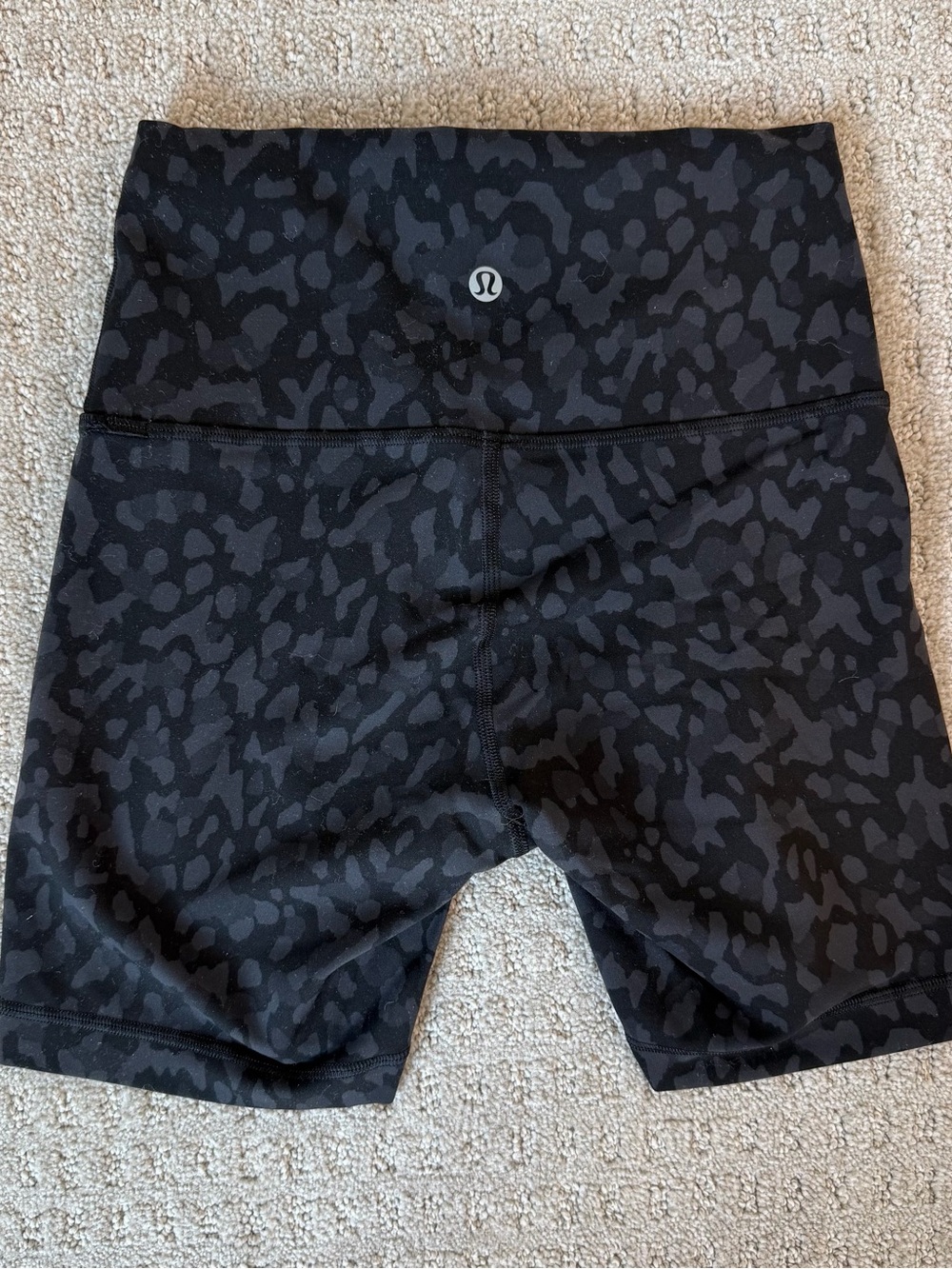 lululemon athletica Black Tonal Animal Print High-Rise Bike Shorts